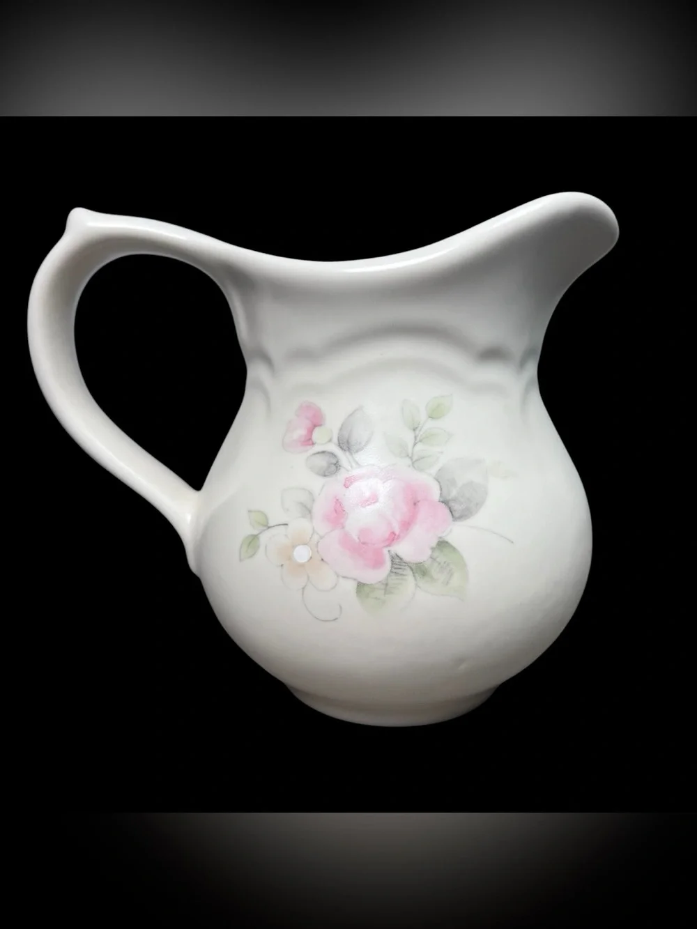 Vintage Pfaltzgraff Tea Rose Creamer Pitcher Stoneware USA Pink Floral 4.5